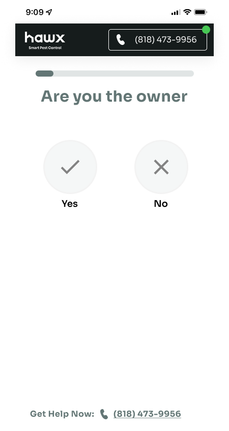 Homeowner verification with yes or no options